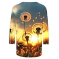 thumbnail image 5 of Cavosen Womens 3/4 Length Sleeve Tops Crew Neck Floral Graphic Print Pullover Tees Casual Dressy Summer Shirts Vacation Trendy Blouse Beach Resort T-Shirts Workout Outdoor S, 5 of 5