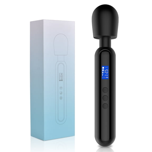 Rulwuck Powerful Handheld Personal Wand Massager with 10 Pulse Settings for Relieving Full Body Massage of Back Massager, Deep Tissue, Neck, Shoulder, Waist, and Leg Muscles,black,Mini wand massager