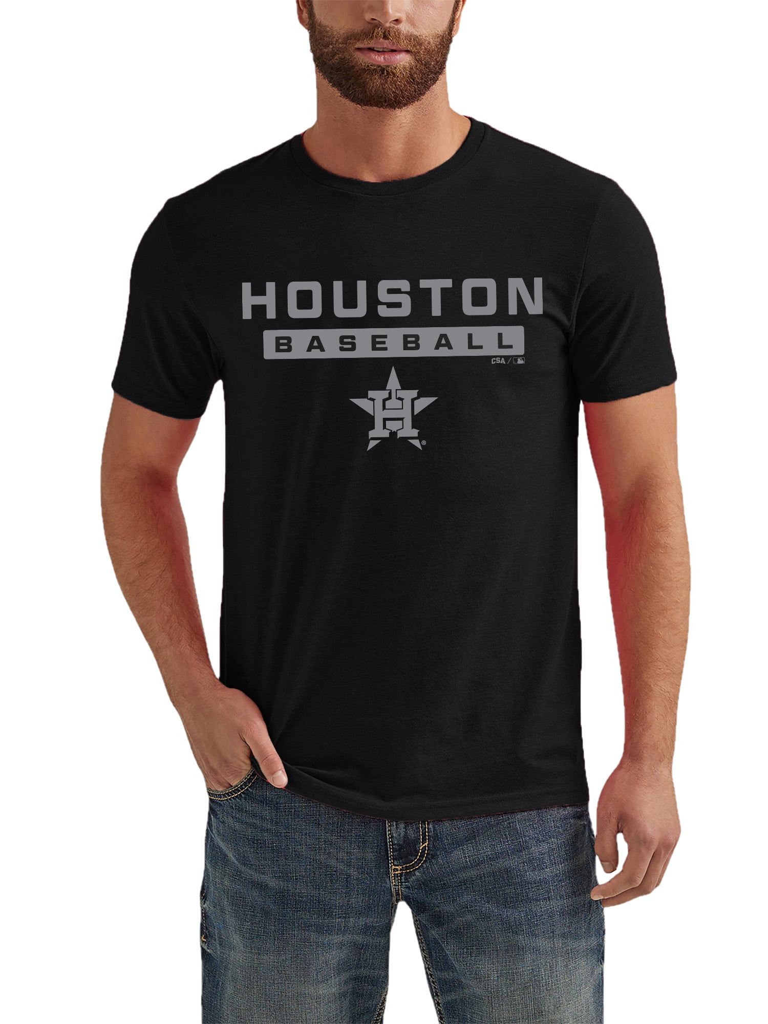 MLB Houston Astros Men's Black Tonal Cotton Short Sleeve Tee