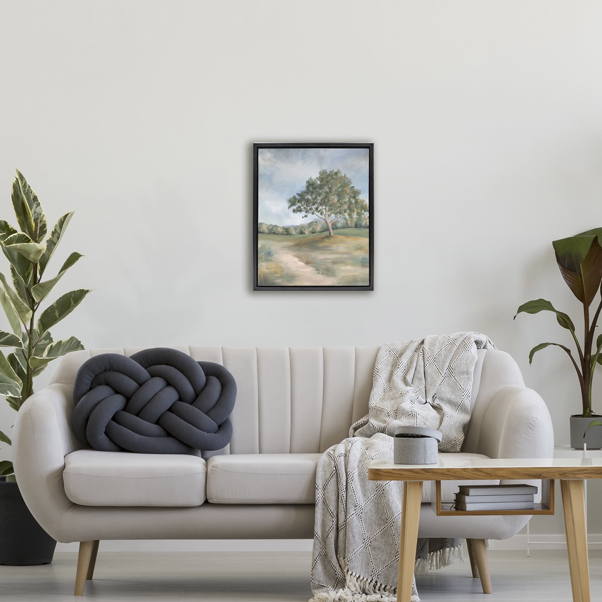 Countryside Tree Scenery Black Framed Floater Canvas Wall Art, design by Leah Noel Art