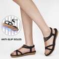 thumbnail image 4 of Decould sylf Womens Gladiator Sandals Elastic Ankle Strap Summer Beach Sandals Comfort Flat Shoes Casual, 4 of 7