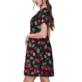 thumbnail image 2 of Daiia Ripe Red Cherry Print Women's Dresses 2025 Trendy Short sleeve Dresses Casual Baggy Flowy Maxi Sun Dresses, 2 of 6