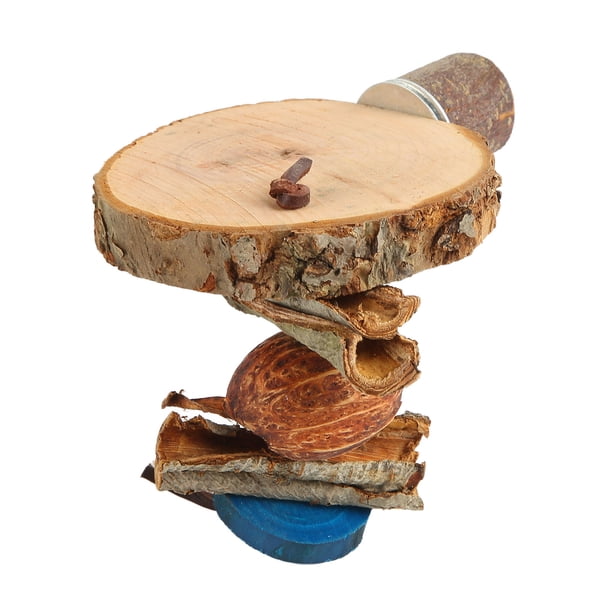 Plataforma De Percha Para Jaula De Pájaros Plataforma De Soporte De Madera Redonda Fijación De Tornillo Resistente A Mordeduras Saludable Nutritivo Natural Con Cuerda Para ANGGREK Mascotas