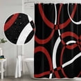 thumbnail image 4 of Polyester Fabric Red Geometric Shower Curtain, Vintage Abstract Stripes Aesthetic Art Waterproof Bathtub Curtain Bathroom Decor Set with Hooks 54 x 78 Inches, 4 of 6