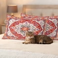 thumbnail image 3 of Orange Red Boho Outdoor Waterproof Pillow Covers, Vintage Flower Tribal Distressed Printed Decorative Rectangle Throw Pillowcase Sofa Cushion Sham for Patio/Couch/Chair, 20"x12" 2 Pack, 3 of 8