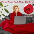 thumbnail image 4 of 10 Pcs Fleece Throw Blanket Bulk 50 x 60 Inches Cozy Fuzzy Flannel Plush Soft Blankets for Sofa, Couch Bed Warm Throws for Wedding Homeless Christmas Party Gift (Red Green), 4 of 12