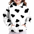 thumbnail image 4 of Kids Hoodie Fleece Cow Print Pullover with Pockets Warm Animal Hooded Sweatshirt, Long Sleeve,Cozy, Casual, Loose Fit, for Girls Ages 3-14 Years, 4 of 6
