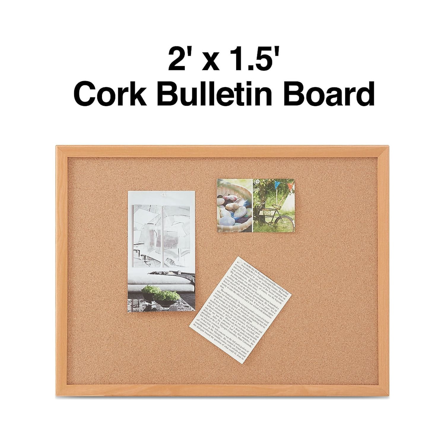 Staples Standard Durable Cork Bulletin Board Oak Frame 2'W x 1.5'H 2/Pack ST52460-CCVS