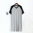thumbnail image 3 of Kureaily Male Thin Splicing Long Casual Home Wear Comfortable V Neck Large Size Cotton Short Sleeved Soft Loose Pajamas Mens Pajama Set, 3 of 7