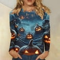 thumbnail image 2 of Enjoytime Womens Tops Printed Round Neck Long Sleeve Shirt Halloween Gothic Vintage Blouse Plus Size Winter Clothes for Women Blue XXXXXL, 2 of 5