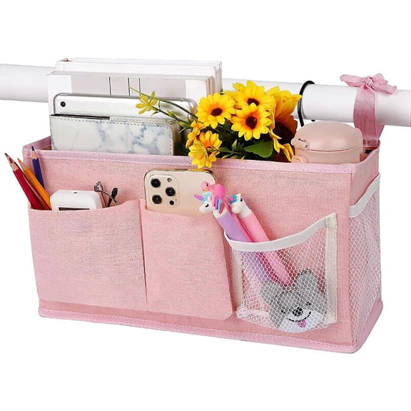 Bedside Caddy/Bedside Storage Bag Hanging Organizer for Bunk and Hospital Beds,Dorm Rooms Bed Rails,Can be Placed Glasses,Books,Mobile Phones,Keys