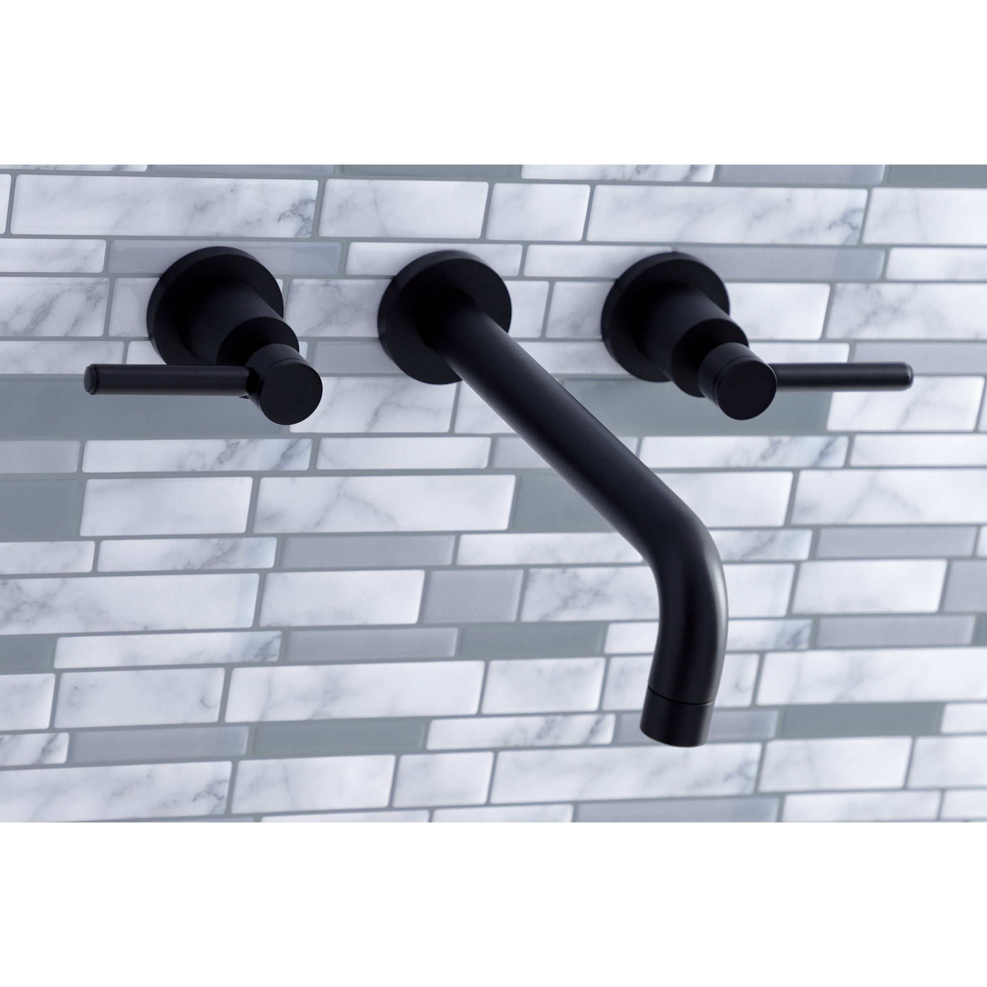 Kingston Brass KS8020DL Concord Two-Handle 3-Hole Wall Mount Roman Tub Faucet in Matte Black