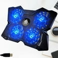 thumbnail image 6 of Restored KLIM Wind Laptop Cooling Pad & Stand for 11 to 17 Inch Notebooks, Gaming Consoles, 4 Illuminated Fans, Quiet, Powerful Cooler, 2 USB Ports, Blue (Refurbished), 6 of 9