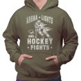 thumbnail image 2 of Arena Lights and Hockey Fights Hoodie Sweatshirt Unisex Small Military Green, 2 of 5