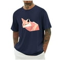 thumbnail image 2 of T-shirts for Men Printing T-shirt Short Sleeve Round-Neck Round Neck Casual Blouses Shirts Navy XXXL Mens Tops, 2 of 5