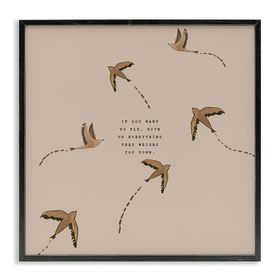 Stupell Industries If You Want To Fly Animals Painting Black Framed Art Print Wall Art, 12 x 12
