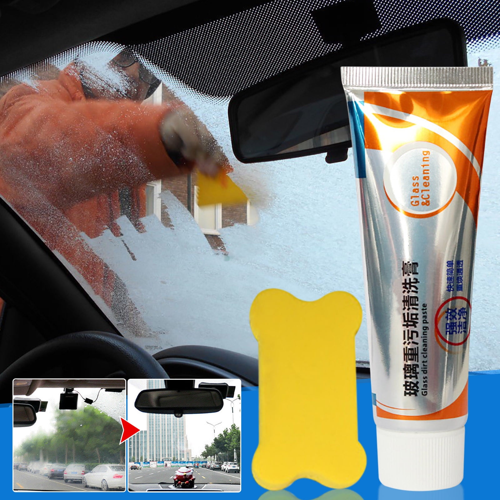 Herrnalise Car Oil Film Remover Car Window Glass Cleaning Paste Descaling Cleaning Agent Windshield Remover