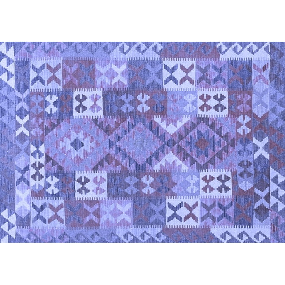 Ahgly Company Indoor Rectangle Southwestern Blue Country Area Rugs, 8' x 12'