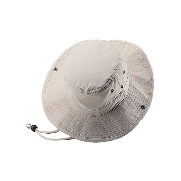 BRUSHED TWILL AUSSIE HAT WITH SIDE SNAPS AND CHIN CORD, Natural Large