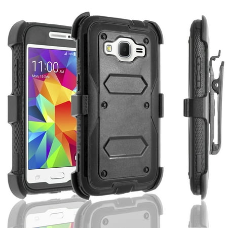 Galaxy Core Prime Case, Galaxy Prevail LTE Case, [SUPER GUARD] Dual Layer Protection With [Built-in Screen Protector] Holster Locking Belt Clip+Circle(TM) Stylus Touch Screen Pen (Best Interchangeable Core Locks)