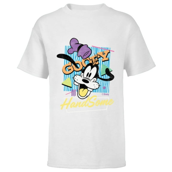 Disney Goofy HandSome Retro ‘90s Vintage Style Distressed - Short Sleeve T-Shirt for Kids - Customized-White