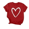 thumbnail image 4 of TKLPEHG Women Heart Graphic T Shirts Short Sleeve Valentines Day Shirt Crewneck Regular Fit Tee Summer Casual Basic Tee Tops (Red,S), 4 of 8