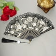 thumbnail image 7 of GIXUSIL Lace Handheld Chinese Plastic Folding Fan Silk Folding Fan Hanfu Plastic Fan for Women Wedding Decoration Dancing Party, Black, 7 of 7