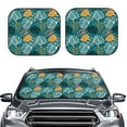thumbnail image 2 of Xecao Tropical Leaves for Foldable Car Sun Shades (2-Pack) offer sun protection with an easy-fold design for convenient windshield shading., 2 of 7