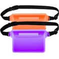 thumbnail image 1 of Bolsa impermeable con cinturón ajustable para garantizar la seguridad y sequedad de los objetos de valor del teléfono móvil, adecuada para la playa, senderismo, etc. (2 piezas) (naranja+púrpura), 1 of 5