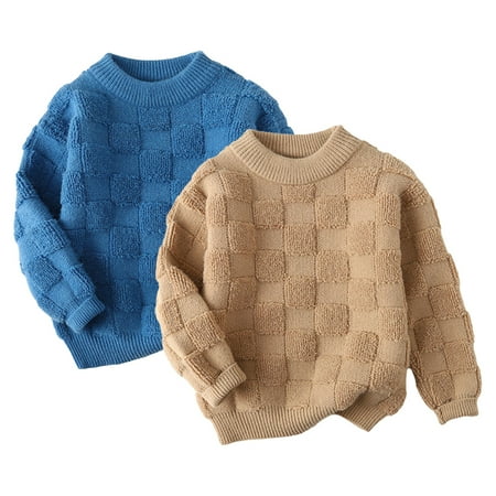 

KYAIGUO Fashion Kids & Toddler Knit Crewneck Sweater Tops Solid Color Pullover Sweater Boys Girls Thick Knit Sweater for Boys Girls