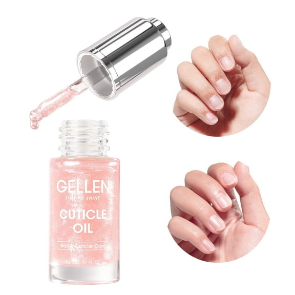 Gellen Nail Cuticle Oil for Growth and Strength, 15ml Vitamin E Nail Nourishing Oil for Hydrating, Moisturizing, Strengthening, Cuticle and Skin Nail Care for Women, Jasmine Scent, Nude Pink Shimmer