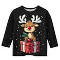 thumbnail image 2 of Favoffer 3/4 Sleeve Tops for Girls Toddler Christmas Graphic Round Neck Tops Casual Soft Crewneck Basic Tees Big Kids 3-12Y, 2 of 4