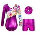 thumbnail image 2 of TiaoBug Kids Girls 2 Piece Sport Active Dancewear Sparkly Gymnastics Leotards with Shorts Set Rose 8, 2 of 7