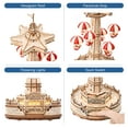thumbnail image 4 of ROBOTIME 3D Puzzles for Adults Electric Wooden Music Box 184pcs DIY Model Building Kit with LED Lights for Adults Kids (Parachute Tower), 4 of 6