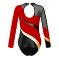 thumbnail image 3 of inhzoy Kids Girls Long Sleeve Ballet Gymnastic Dance Leotard Mesh Splice Figure Skating Costumes Jumpsuit Red 14, 3 of 6