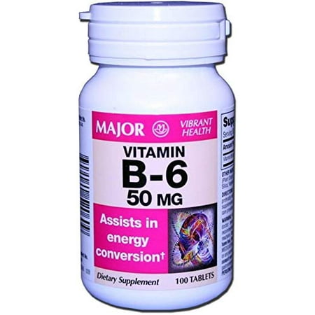 Vitamin B-6 100 Tablets 50 MG by Major