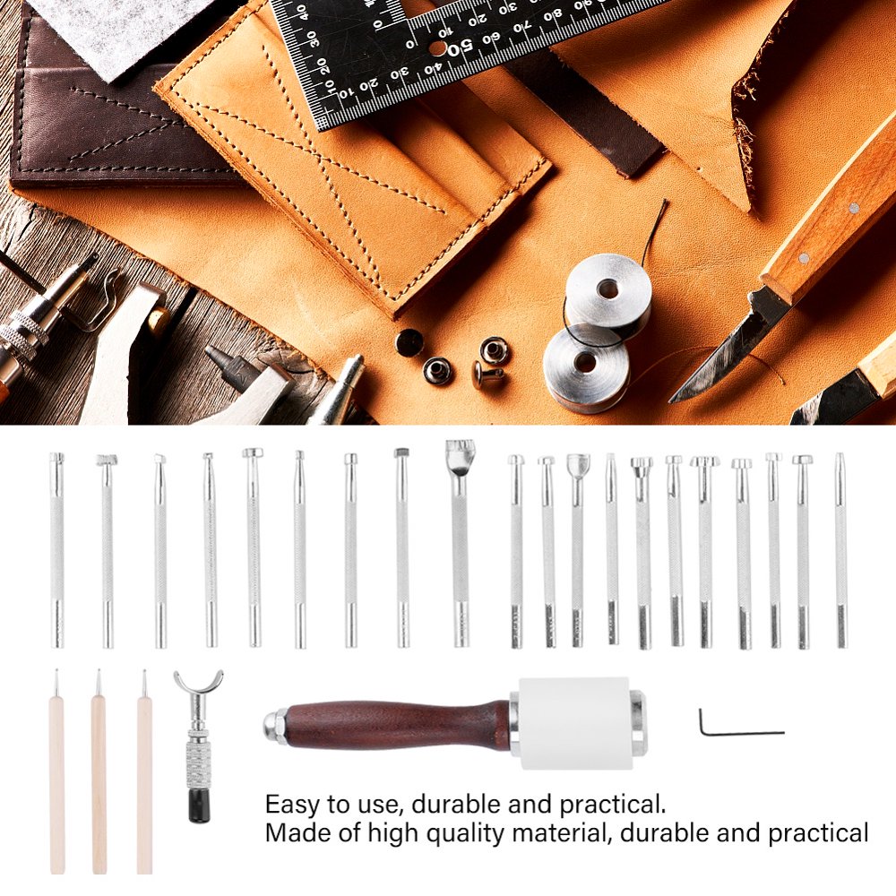 OTVIAP Leather Tool, Leather Stamping Tool Leather Craft Tool Kit