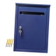 thumbnail image 3 of Buzón de pared con cerradura de llave, decorativo para casa adosada, de metal. azul, 3 of 9