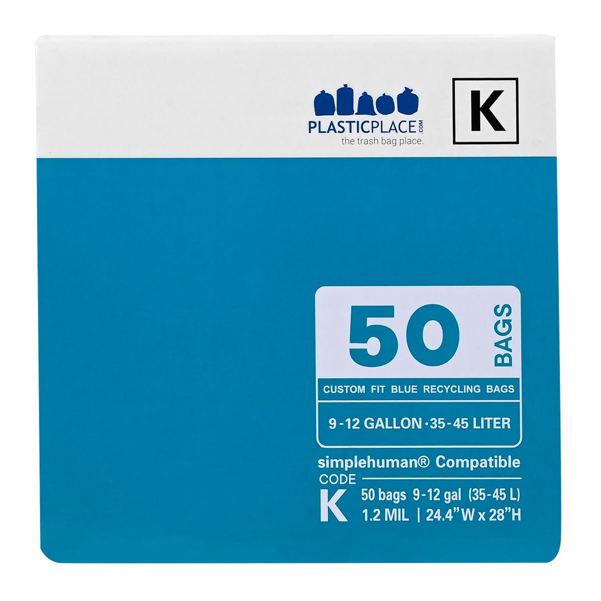Plasticplace 10 Gallon Simplehuman®* Compatible Blue Code K Trash Bags (200  Count) : Target