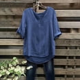 thumbnail image 2 of Wensltd Women's Linen Short Sleeve Round Neck Casual Loose Blouses for Women, 2 of 6