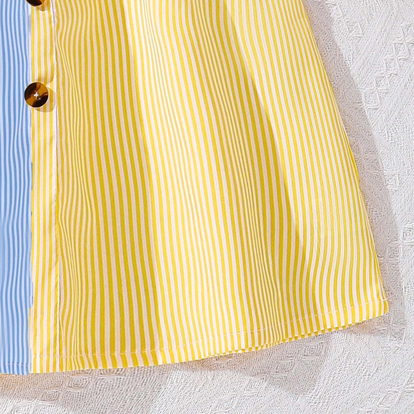 Robe D'été Pour Fille Sans Manches - Ligne A, Boutonnée, Ourlet Volants, Rayures, Légère Et Décontractée - 6