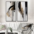 thumbnail image 1 of Designart "Expression in Black, White, and Gold I" Abstract Framed Wall Art Set Of 2 - Black Geometric Frame Gallery Set For Office Decor, 1 of 6