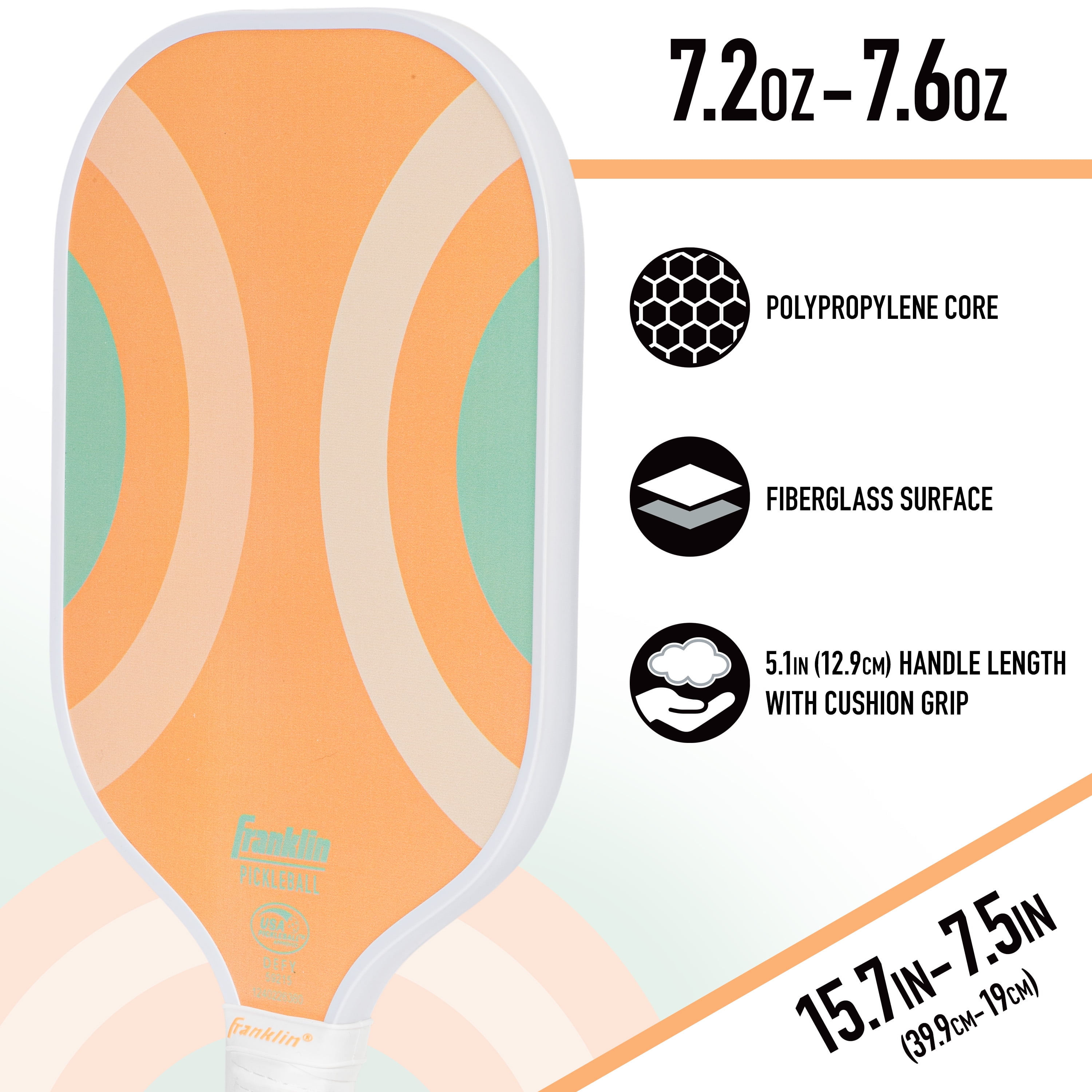 (2 pack) Franklin Sports Polymer Paddle and Ball Set - (2) Fiberglass Pickleball Rackets + (2) X-40 Pickleballs - USAPA Approved - Blue/Orange