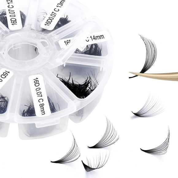 Extensiones de pestañas con volumen prefabricadas WENDY LASHES, 500 unidades, 16 D, 0,07 mm