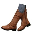 thumbnail image 3 of Suede Knee High Boots with Heel Platform for Women Lace Up Winter Fashion Booties Featuring Soft Cushion Comfortable Mid-Calf Design, 3 of 7