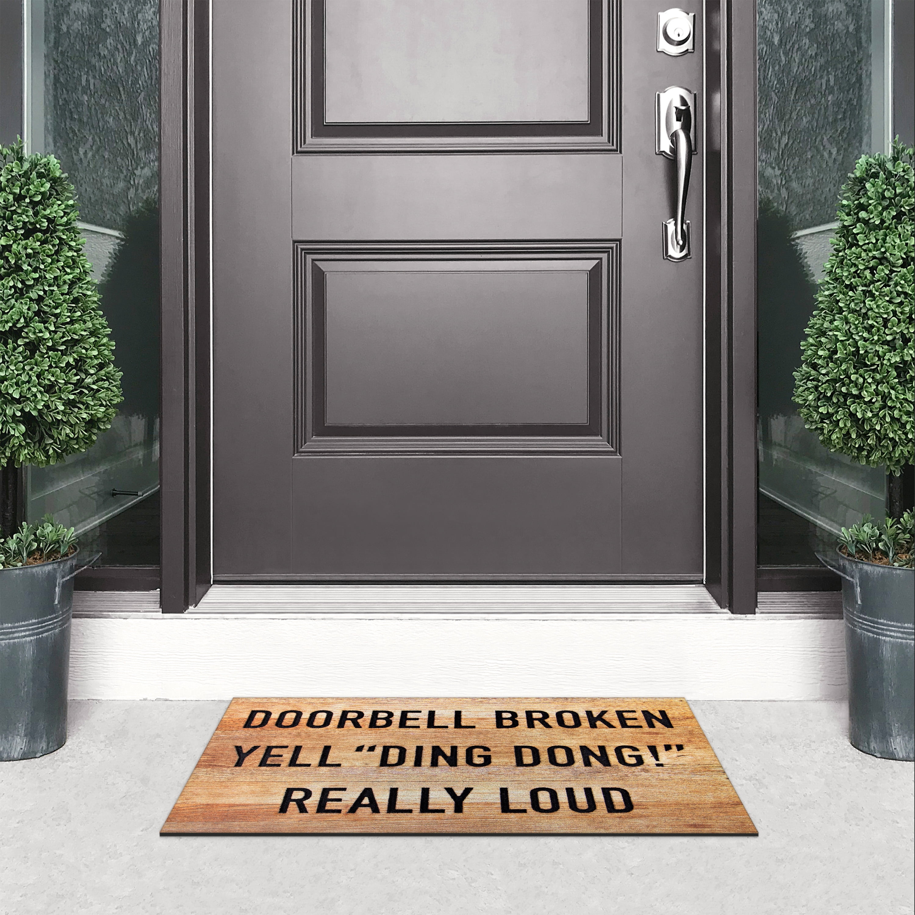 Mainstays Masterpiece Doorbell Broken Flocked Fiber Doormat, 1.5' x 2.5'