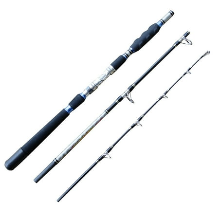 CarbonZeal 3-piece Carbon Fiber Portable Boat Fishing Rod Graphite Boat Rod Saltwater Fishing Rod Spinning Fishing Rod Fishing Pole