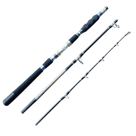 CarbonZeal 3-piece Carbon Fiber Portable Boat Fishing Rod Graphite Boat Rod, Saltwater Fishing Rod, Spinning Fishing Rod Fishing