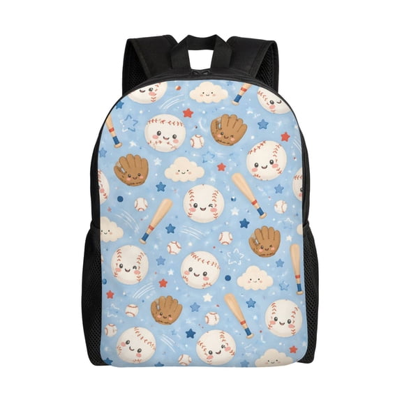 Sports Baseball Backpack Full Front Print Travel Laptop Bag for Men and Women