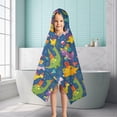 thumbnail image 6 of Blue Cartoon Dinosaurs Party Pattern Hooded Bath Towel，50"x30" for Ages 3 To 12 Kids, Quick Dry Lightweight Soft Microfiber Hood Beach Towel Cover Up for Kids, 6 of 7